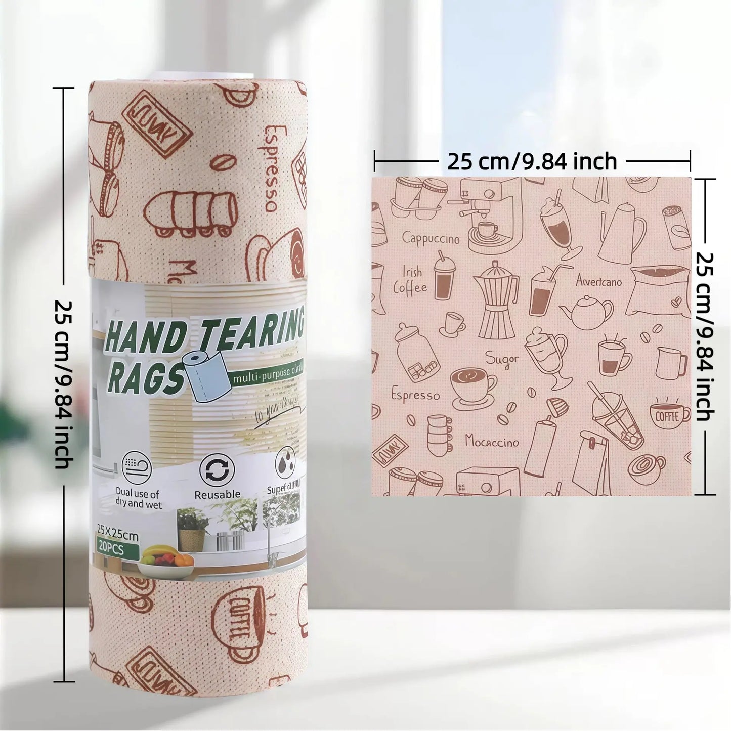 20 Sheets/Roll Disposable Kitchen Cleaning Cloth Roll