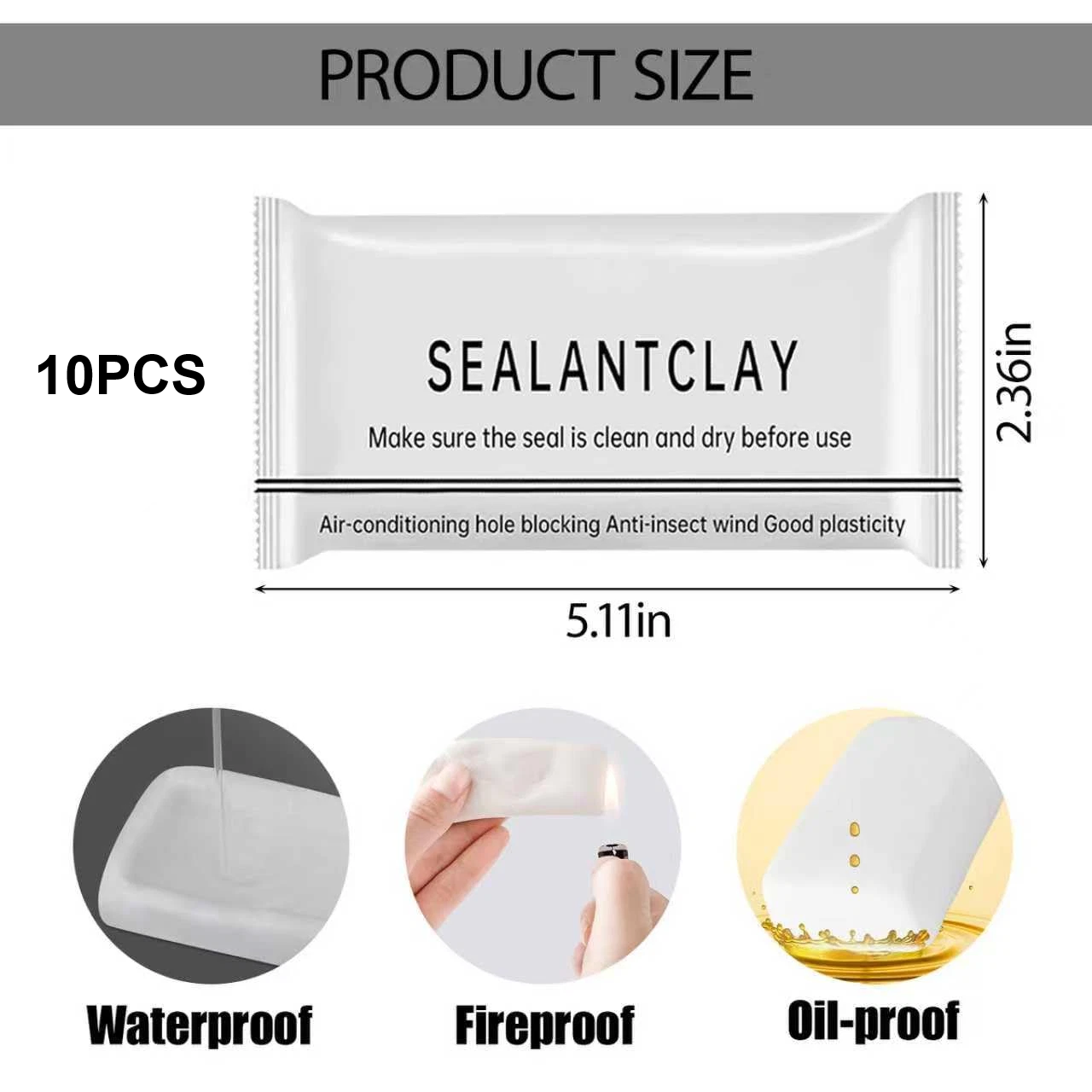 10PCS Solid Glue Waterproof Sealant, Quick Mending Mud for Drain Connection, Wall Hole