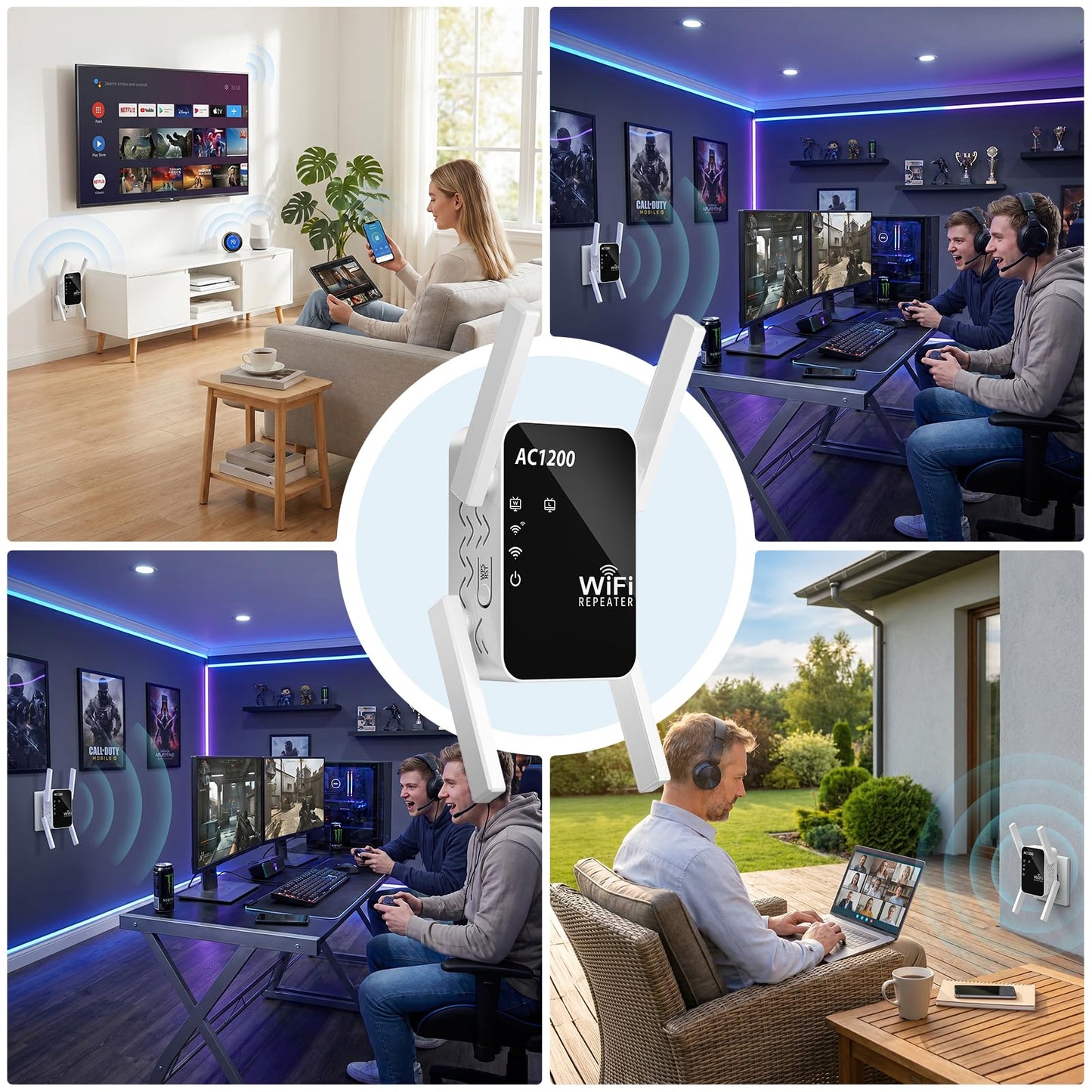 AC1200 WiFi Extender Signal Booster for Home, Dual Band Range Repeater