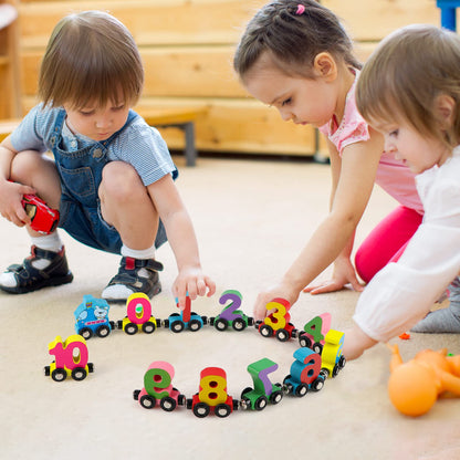 12 PCS Magnetic Wooden Number Train Toy Set