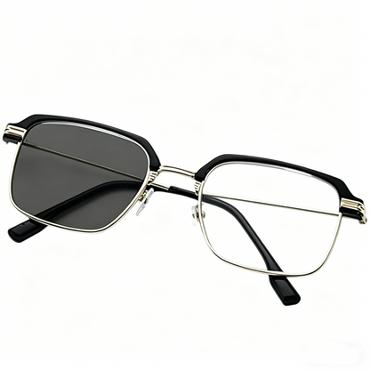Modern Minimalist Smart-Zoom Reading Glasses UV Color-Changing & Blue Blocking Lens, Ultra-Light Metal Build
