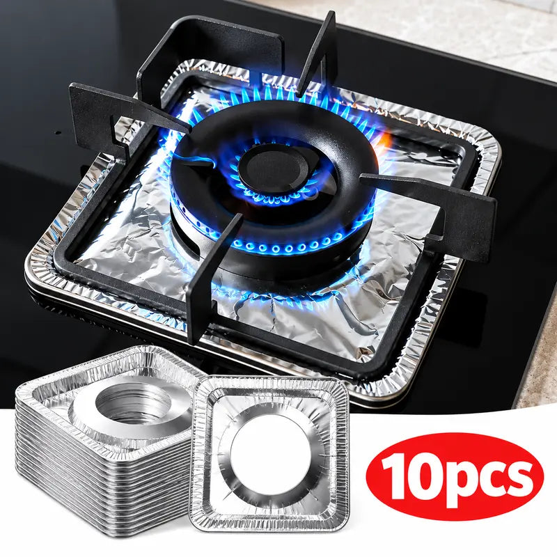 10PCS Disposable Stove Burner Protector, Aluminum Foil Stove Burner Protector