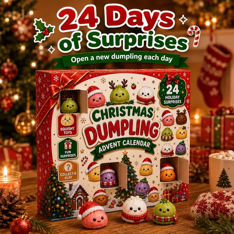 2026 Christmas Mini Squishies Advent Calendar,24-Day Dumpling Squishy Toy Countdown Calendar with Glitter Squeeze Toys