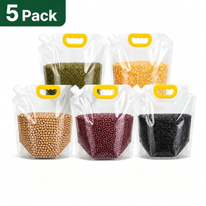 5 Pack Reusable Food Storage Bags, Leakproof& Moisture-Resistant Pouches