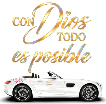 5Pcs Con Dios Todo Es Posible Spanish Inspirational Faith Decal Cute Durable Vinyl Sticker