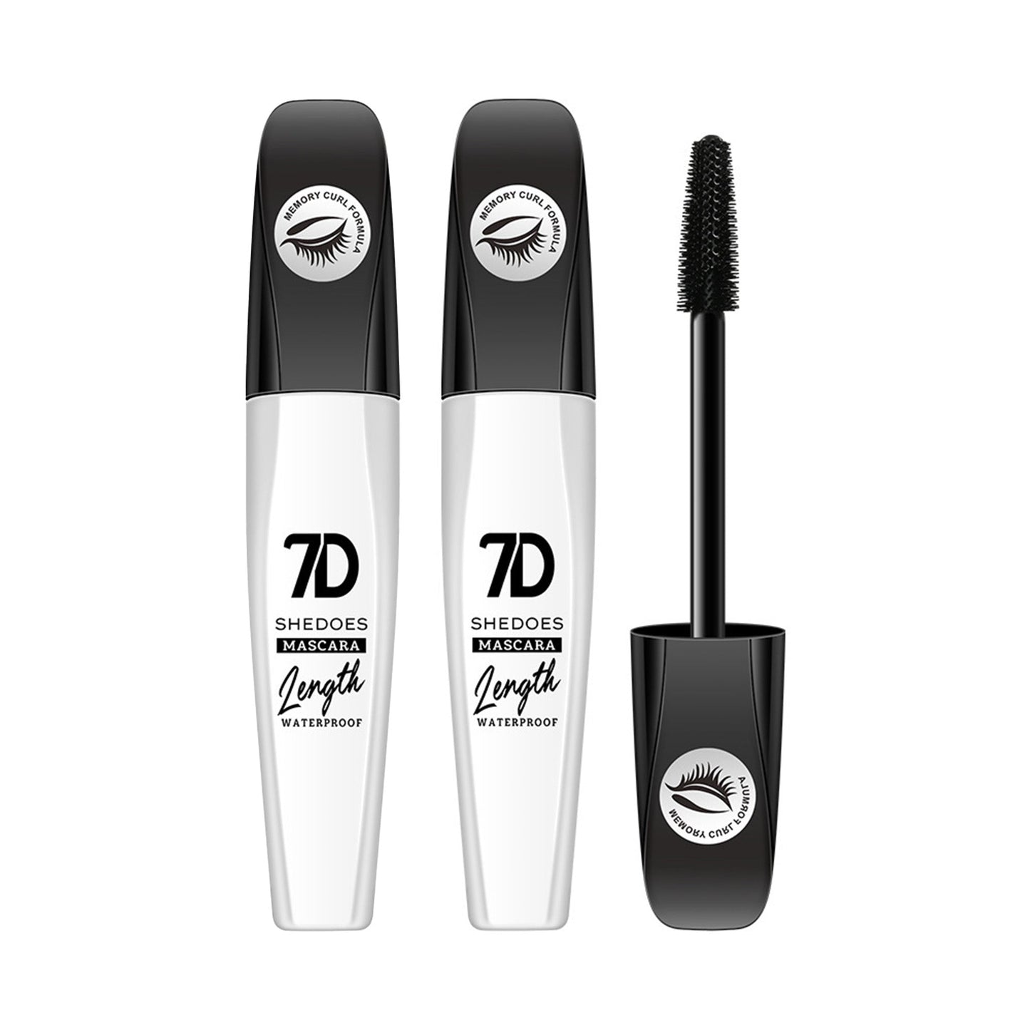 2Pcs 7D Fiber Black Mascara, Natural Lengthening Mascara,Waterproof and Smudge-proof