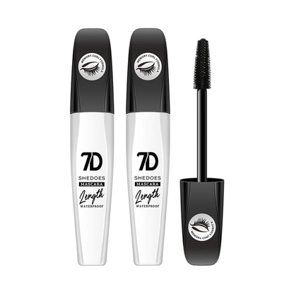 2Pcs 7D Fiber Black Mascara, Natural Lengthening Mascara,Waterproof and Smudge-proof