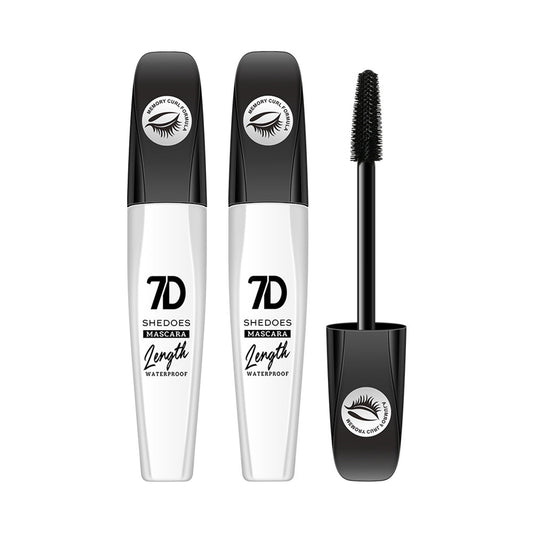 2Pcs 7D Fiber Black Mascara, Natural Lengthening Mascara,Waterproof and Smudge-proof