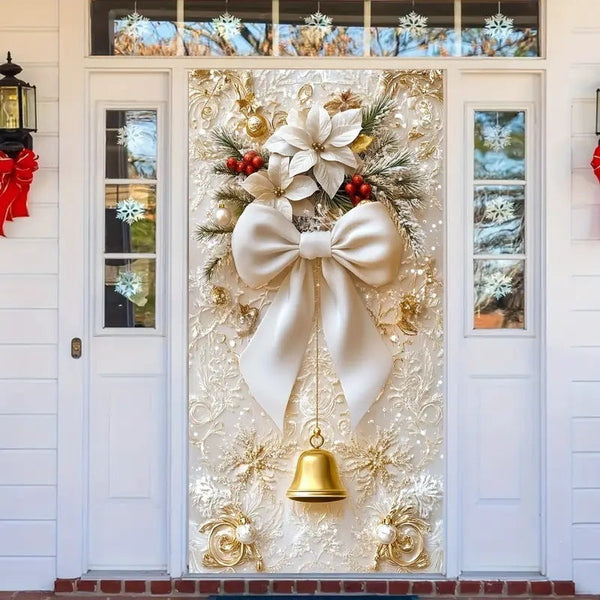 3D Christmas Door Decorations for Front Door, Fits Standard Door(90x200cm/35x79in)