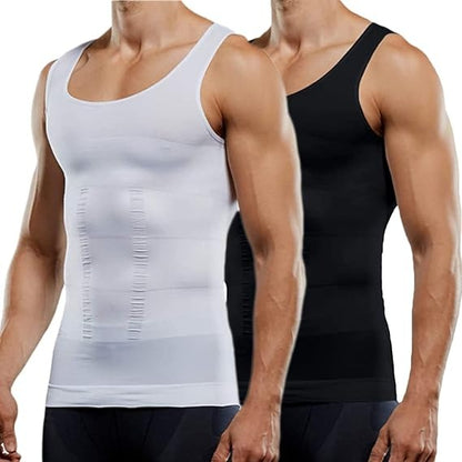Mens Slimming Body Shaper Vest Shirt Abs Abdomen