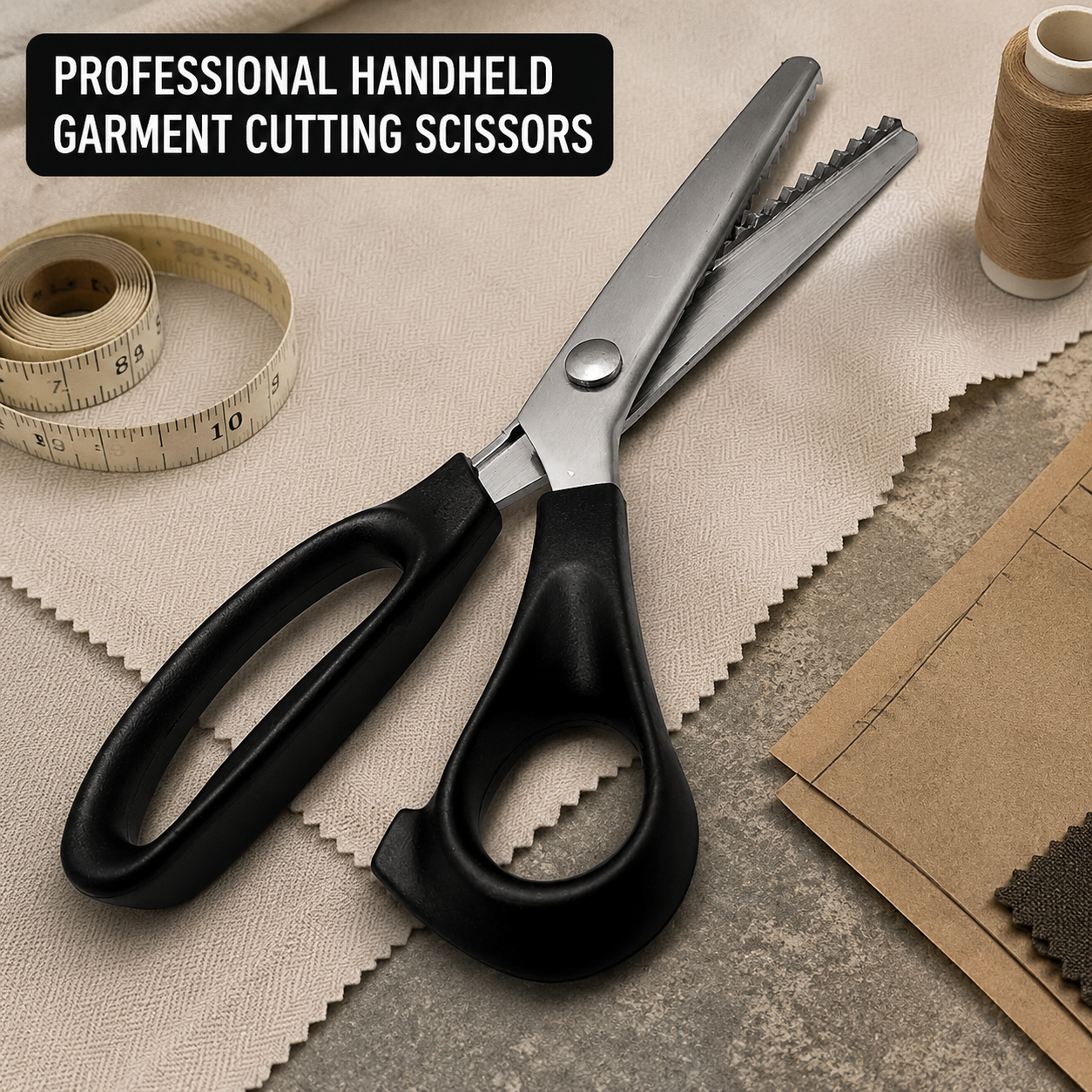 Stainless Steel Zig Zag Pinking Shears with Serrated Teeth - Durable, Sharp Sewing Tool for DIY Crafts, Dressmaking