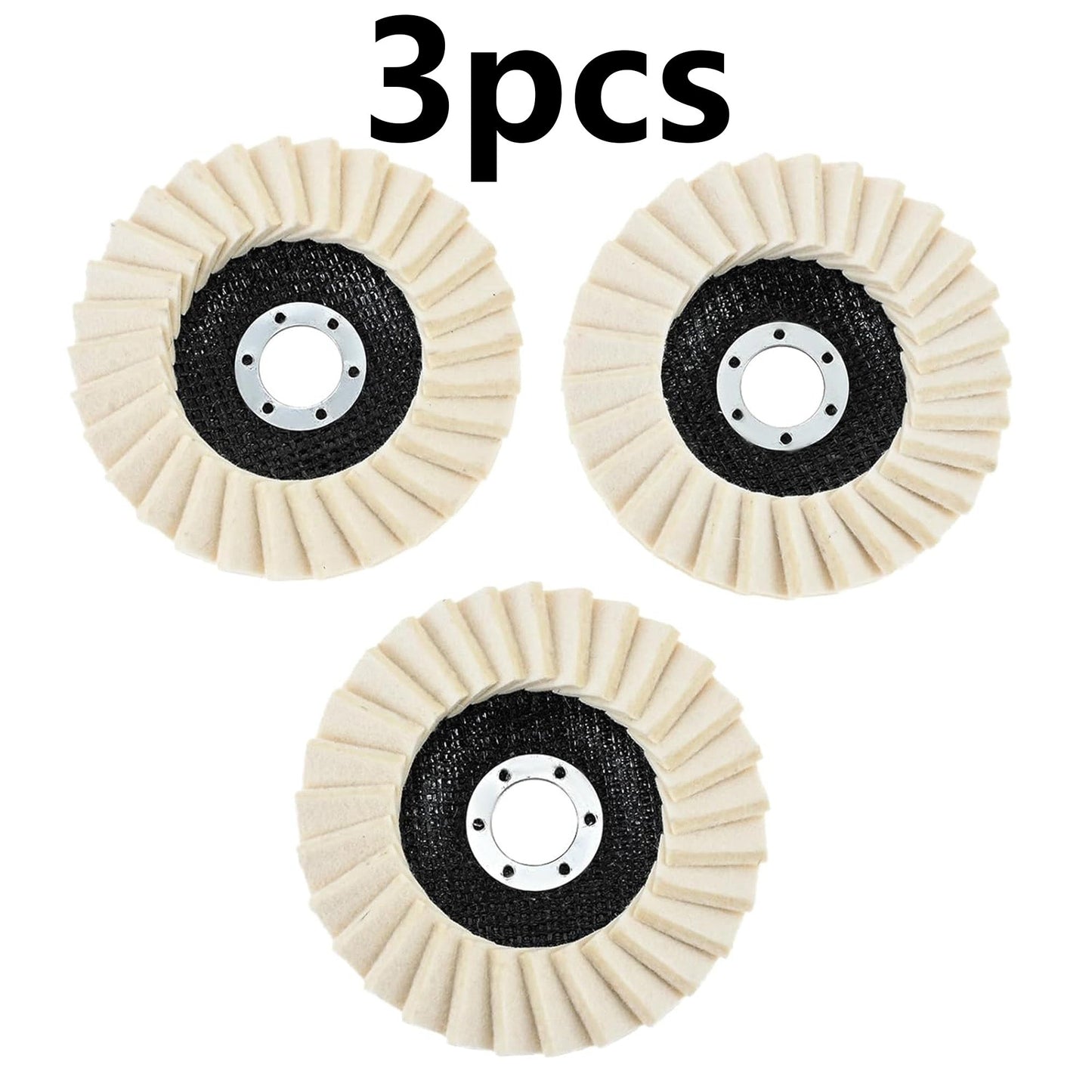 3Pcs/set Wool Felt Flap Polishing Disc,4.5 Inch for Angle Grinder