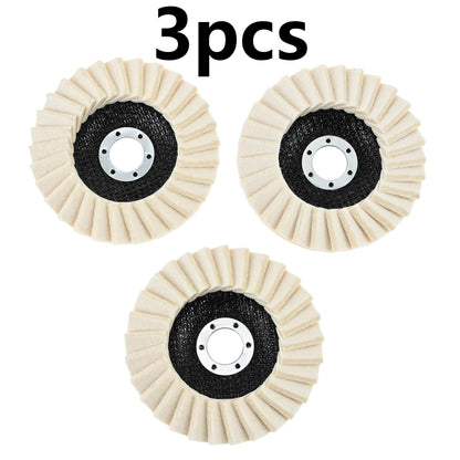 3Pcs/set Wool Felt Flap Polishing Disc,4.5 Inch for Angle Grinder