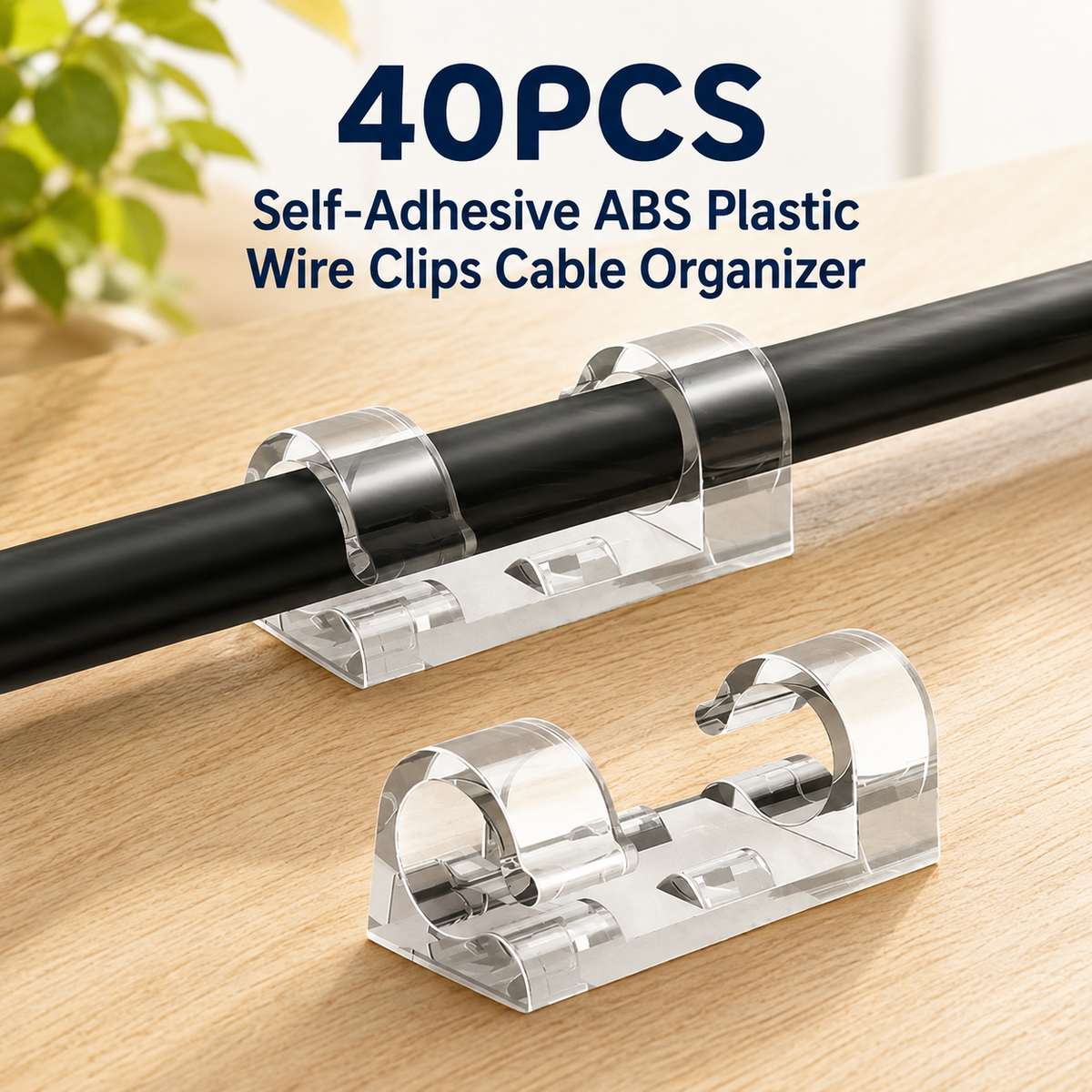 40PCS Self-Adhesive ABS Plastic Cable Clips/Organizers