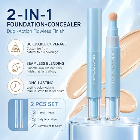 3Pcs Concealer Color Corretor Liquid Pen with Sponge Head, Stay Long Lasting