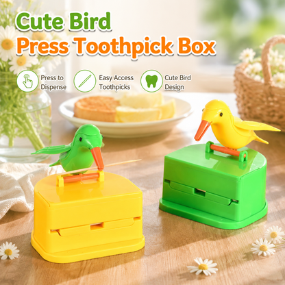 2 Pack Automatic Bird Shape Toothpick Holder Dispenser - Cute Kitchen Countertop Organizer
