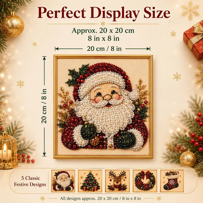 3D Beaded Christmas Pearl Diamond Painting, Xmas Wreath Stocking Mosaic Art, Stress Relief DIY Home Wall Decoration