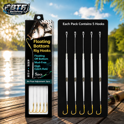 5PCS Off Bottom Rig Set, Pre-Tied Weedless Leaders with Iseama Barbed Hooks, Anti-Snagging Fishing Accessories