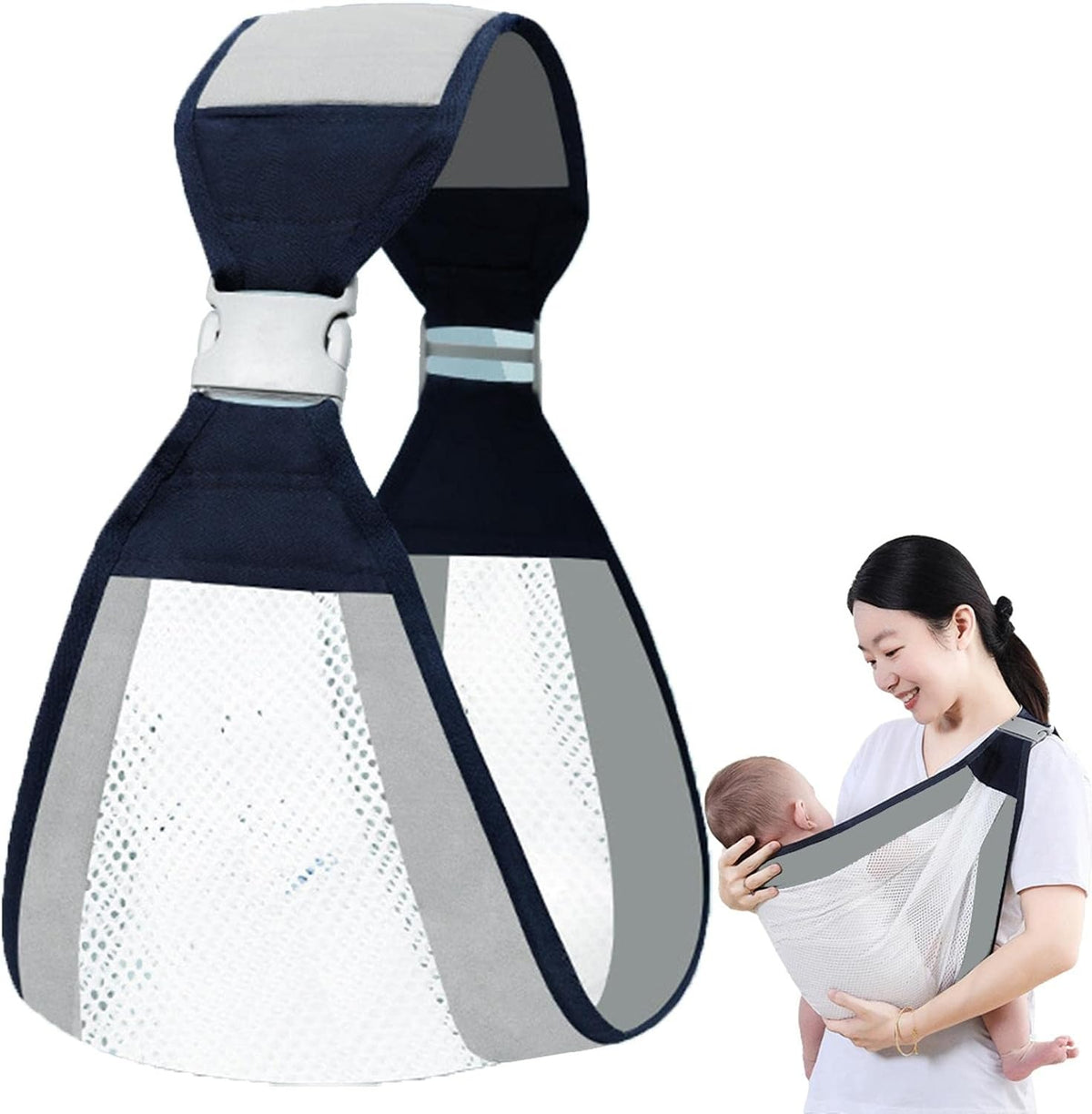 Hands-Free Ergonomic Adjustable Baby Sling -3D Mesh Baby Wraps Carrier