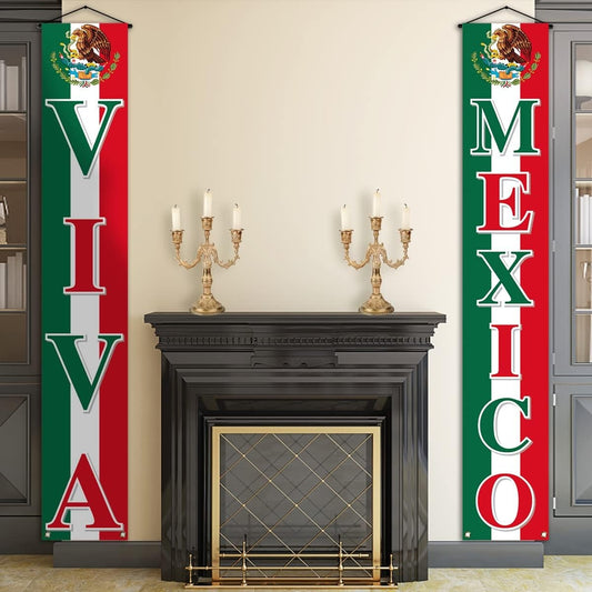 Viva Mexico Front Door Banner Mexican Independence Day Decoration September 16th
