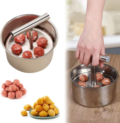 6 Ball Manual Meatball Maker Tool,Stainless Steel Meatball Making Mold