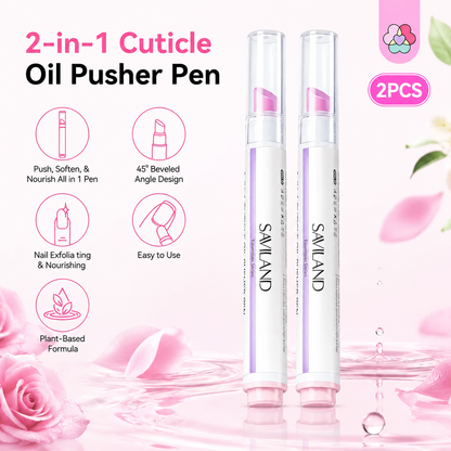 2PCS 3-in-1 Nail Care Pen, Cuticle Oil Cuticle Pusher Nail Oil Pen
