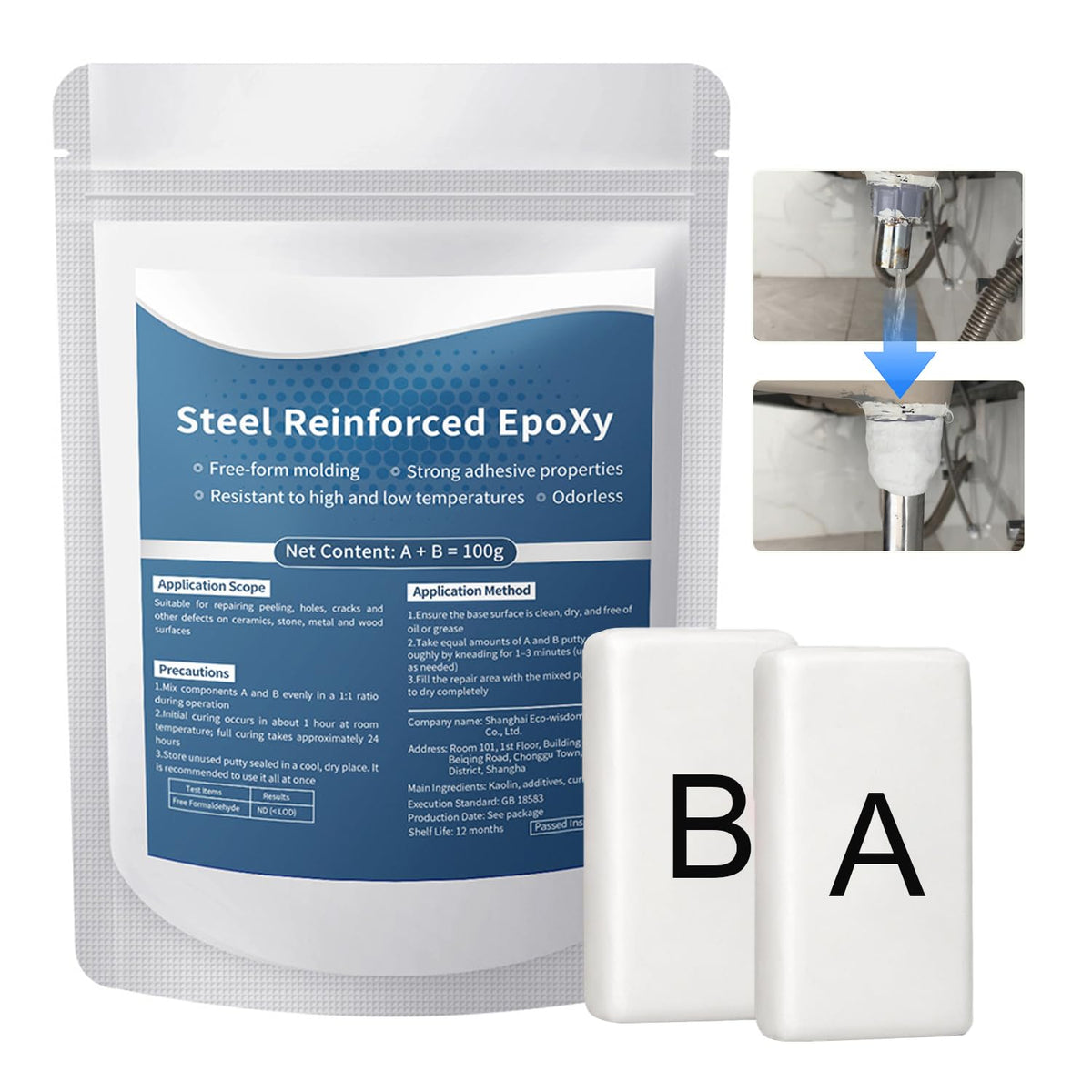 Steel Reinforced Epoxy Putty Strong Clay Iron Adhesive, Multi-Purpose Epoxy Putty Fast Repair Clay