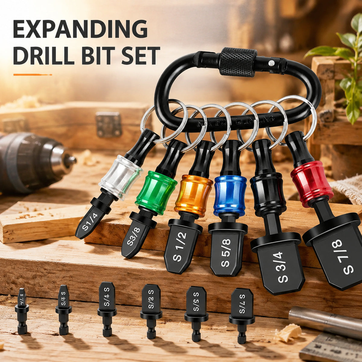 6-Piece Pipe Expanding Drill Bit Set with Keychain