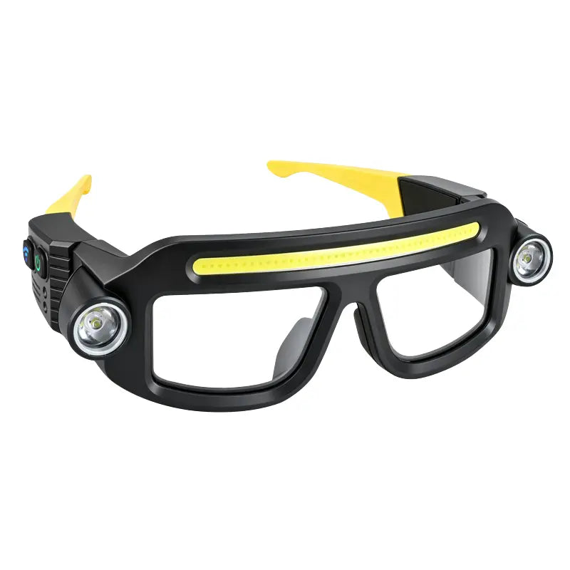 Hand-Wave Sense Long-Battery LED Headlamp Glasses, Rechargeable Type-C USB Charging