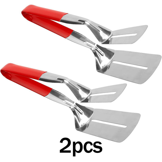 2PCS Anti-Scald Extended Handle Spatula Tongs Multifunctional Stainless Steel