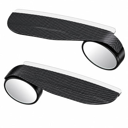 2 PCS HD Car Blind Spot Mirrors with Rain Guard, 2-in-1 Adjustable Carbon Fiber Rain Cover