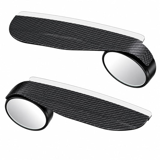 2 PCS HD Car Blind Spot Mirrors with Rain Guard, 2-in-1 Adjustable Carbon Fiber Rain Cover