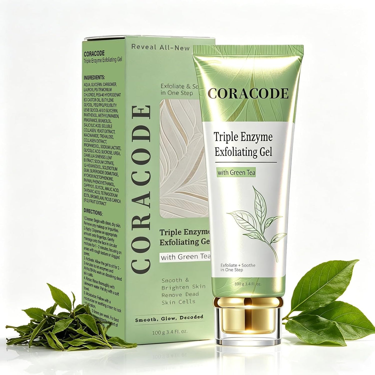 Triple Enzyme Green Tea Exfoliating Aqua Peel Gel(100ml/3.4 fl.oz),Deep Pore Face Exfoliant, Gentle Facial Exfoliator
