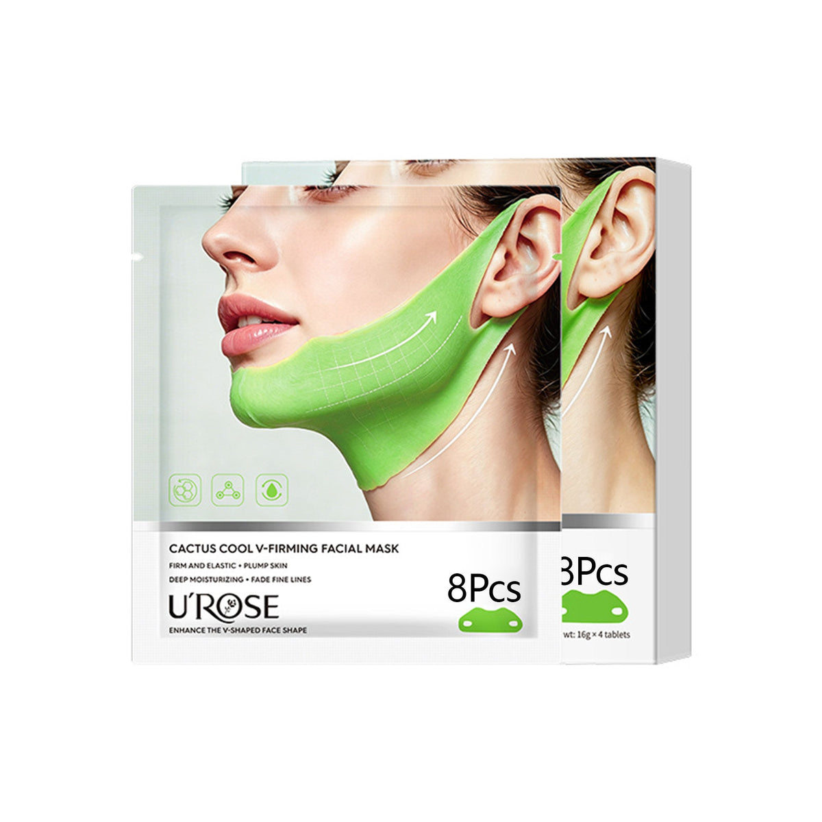 8Pcs V Line Lifting Mask Cactox Collagen Double Chin & Jawline Lifting Band