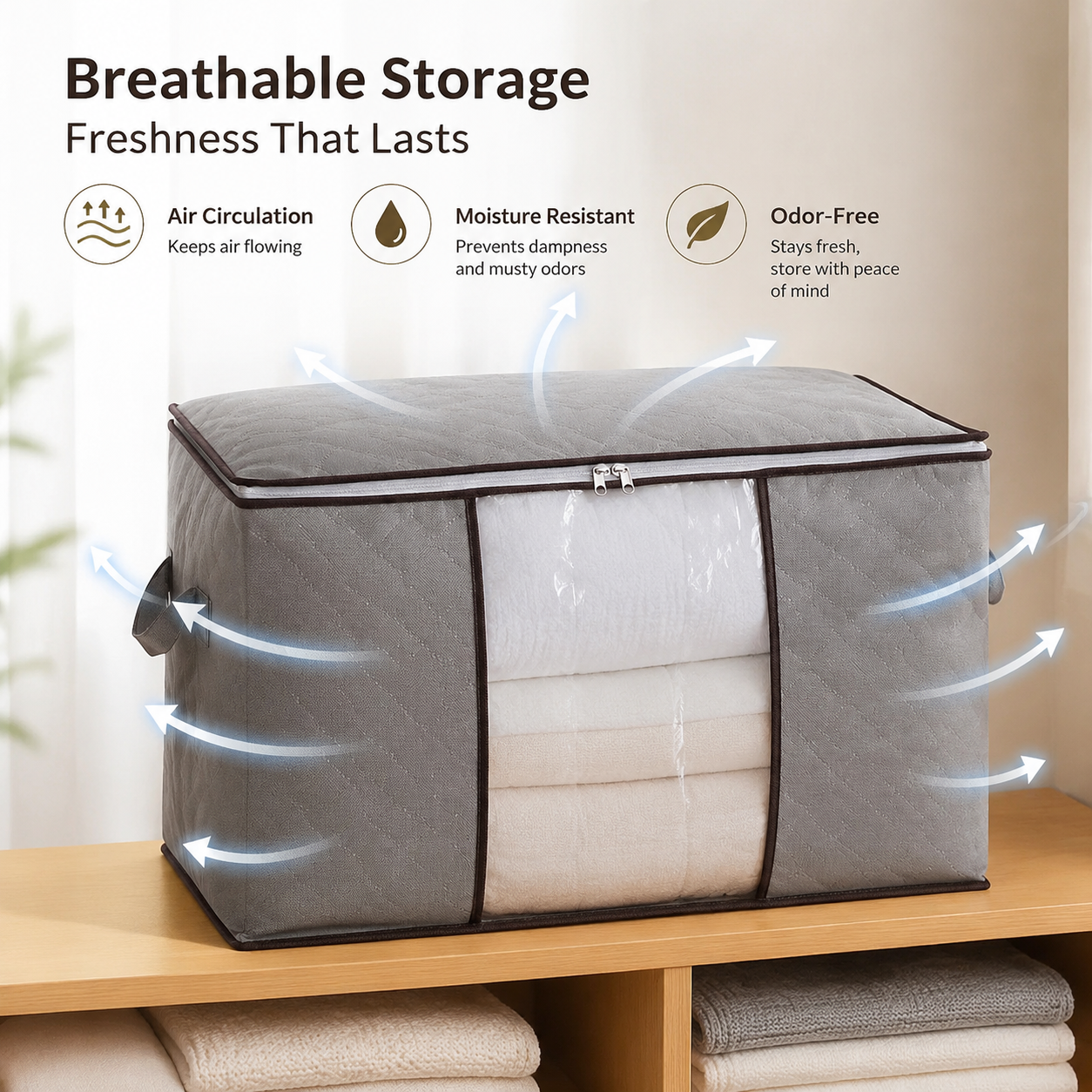 Zippered Storage Bag for Closet King Comforter,pillow, quilt, bedding,Clothes