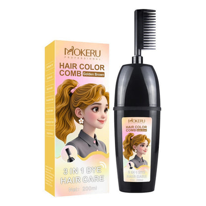 3-In-1 Herbal Hair Coloring Comb I Easy Hair Coloring At Home with Built-In Brush