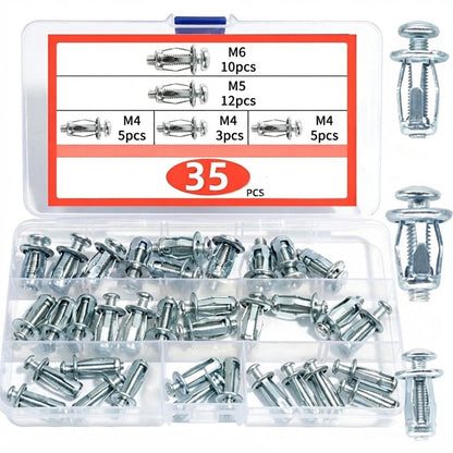 35Pcs Expansion Screw Petal Nut Set, M4 M5 M6 M8 Hollow Wall Anchors Nuts Kit with Screws