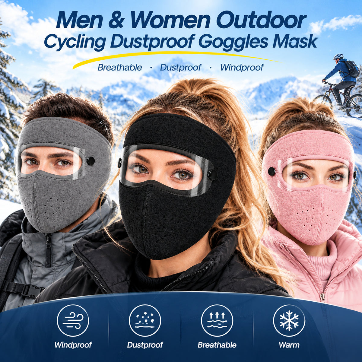 2Pcs Unisex Outdoor Cycling Dust-Proof and Breathable Protective Face Mask