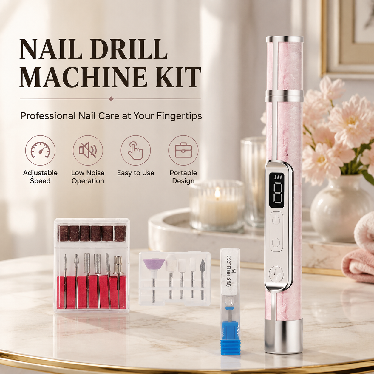 Professional Cordless Nail Drill Set with Nail Lamp