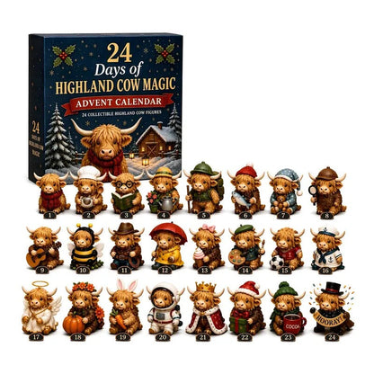 24 Days of Highland Cow Magic Advent Calendar -Collectible Surprises