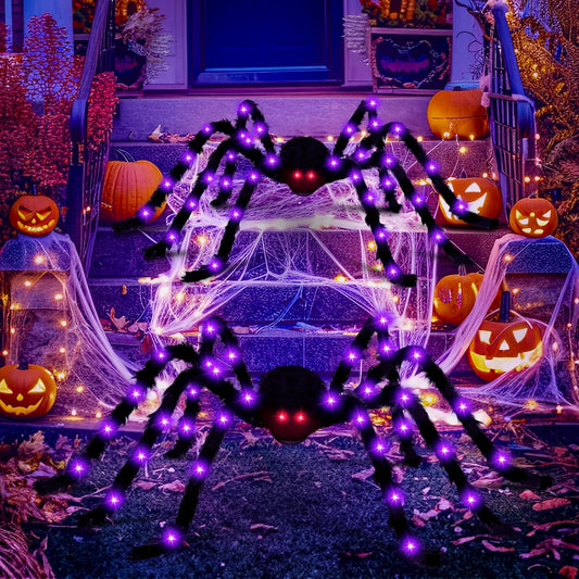 Halloween Outdoor Decorations LED Giant Spider Large Spider for Yard&Lawn