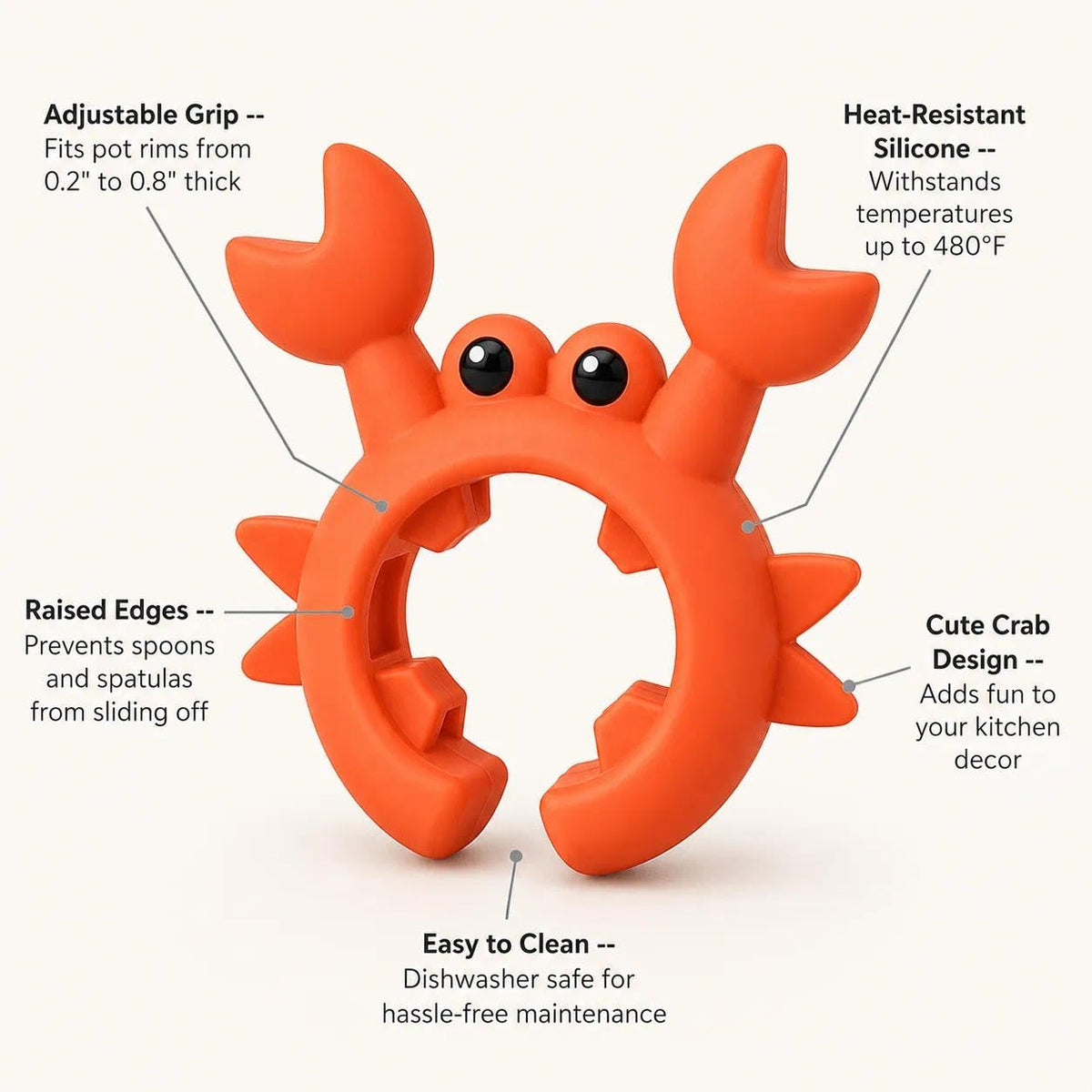 Creative Crab Shaped Spatula Rack, Silicone Anti Scalding Cooking Pot Clip