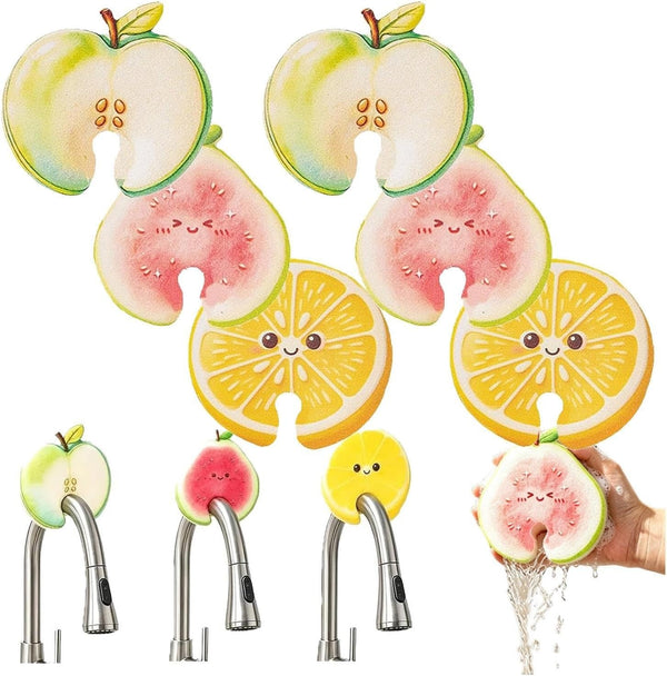 Cute Fruit‑Shaped Dishwashing Sponge Scrubber No‑Scratch Kitchen Cleaner
