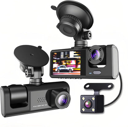 Touchscreen In-Vehicle Triple-Lens Real-Time Dash Cam