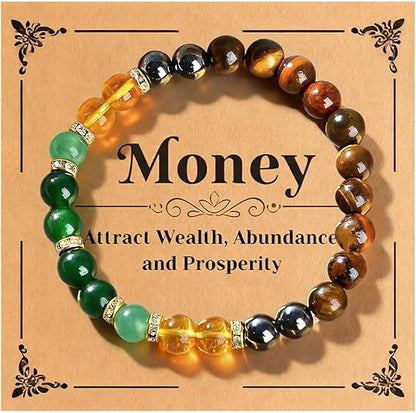 Natural Crystal Tiger's Eye Black Yellow Tourmaline Onyx Attracts Money Bracelet