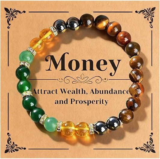 Natural Crystal Tiger's Eye Black Yellow Tourmaline Onyx Attracts Money Bracelet