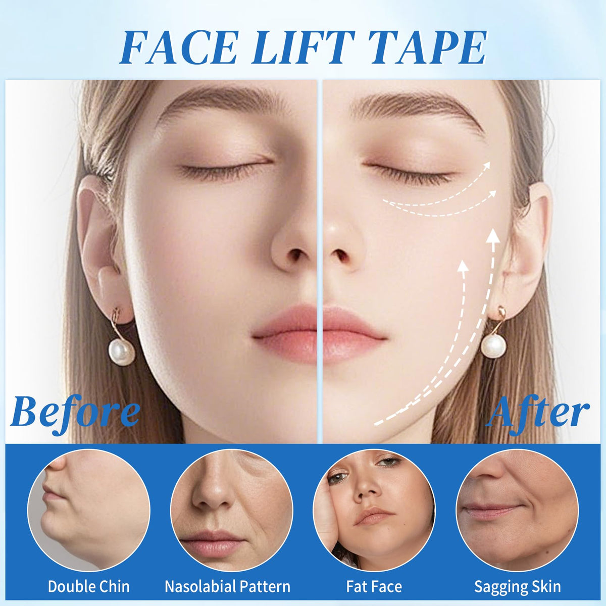 120 Pcs Face Tape Lifting Invisible Patch, Ultra Thin Makeup Tapes for Double Chin, Jowls, Eyes Wrinkles and Sagging Skin
