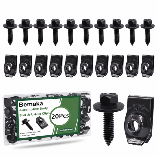 20PCs Universal Fender Liner Screw and U-Nut Kit