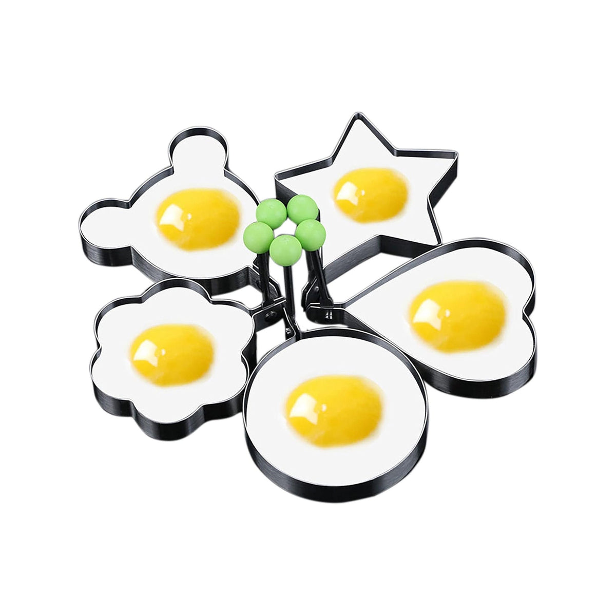 5 Pack Stainless Steel Egg Molds, 3.5 Inch Different Shape Silver Egg Ring Molds