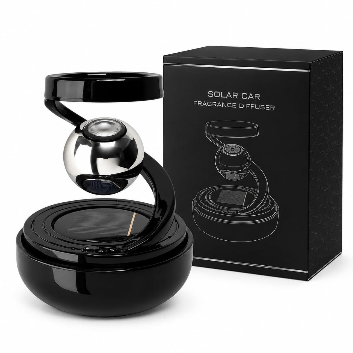 Solar Aromatherapy Car Air Freshener | Solar-Powered Rotating Dashboard Perfume Diffuser